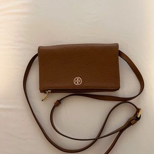 Tory Burch womens leather cross body in tan